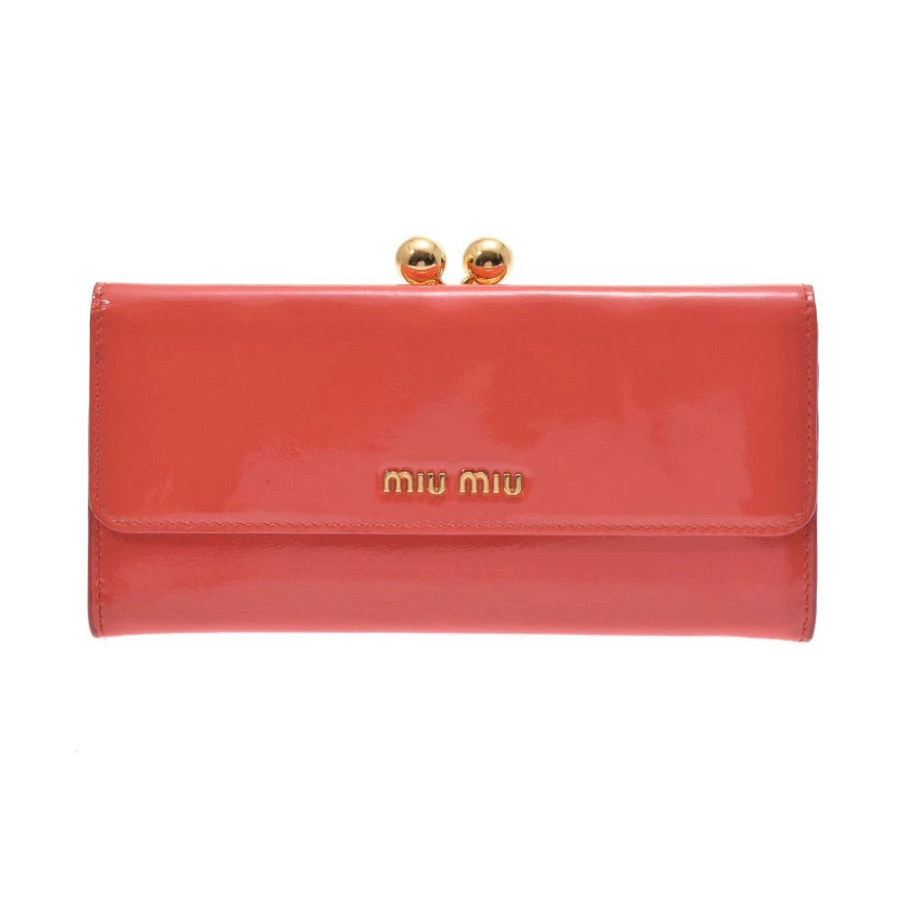 Miu MIu double hook long Wallet enamel orange MIUMIU